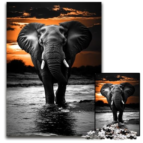 Puzzle für Erwachsene, 1000 Teile, Elefanten-Puzzle aus Pappe, Lernspielzeug, ganze Familie, ab 14 Jahren, 26x38cm Puzzle für Erwachsene, 1000 Teile, Elefanten-Puzzle aus Pappe, Lernspielzeug, ganze Familie, ab 14 Jahren, 26x38cm von JIANGENNF
