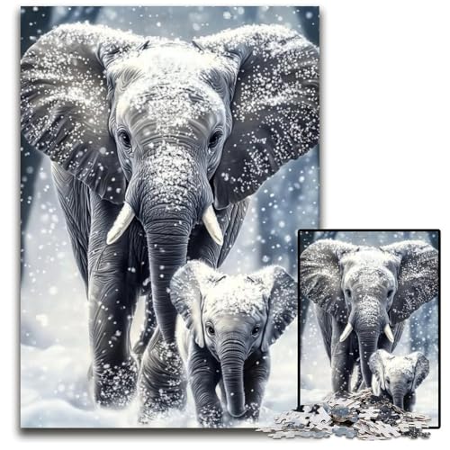 Puzzle für Erwachsene, 1000 Teile, Elefanten im Schnee, Papppuzzle, Weihnachten, Halloween, Ostern, Neujahr, 26x38cm Puzzle für Erwachsene, 1000 Teile, Elefanten im Schnee, Papppuzzle, Weihnachten, Halloween, Ostern, Neujahr, 26x38cm von JIANGENNF