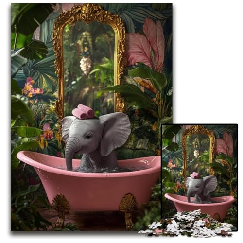 Puzzle für Erwachsene, 1000 Teile, Elefantenbadewanne, Kartonpuzzle, Lernspielzeug, ganze Familie, ab 14 Jahren, 26x38cm Puzzle für Erwachsene, 1000 Teile, Elefantenbadewanne, Kartonpuzzle, Lernspielzeug, ganze Familie, ab 14 Jahren, 26x38cm von JIANGENNF