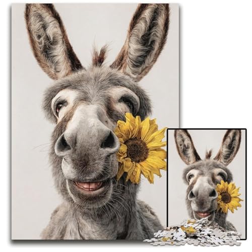 Puzzle für Erwachsene, 1000 Teile, Esel hält eine Sonnenblume, Papppuzzle, Weihnachten, Halloween, Ostern, Neujahr, 26x38cm Puzzle für Erwachsene, 1000 Teile, Esel hält eine Sonnenblume, Papppuzzle, Weihnachten, Halloween, Ostern, Neujahr, 26x38cm von JIANGENNF