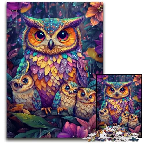Puzzle für Erwachsene, 1000 Teile, Eule, Holzpuzzle, Heimdekoration, Familienspaß, ab 14 Jahren, 50x75cm von JIANGENNF