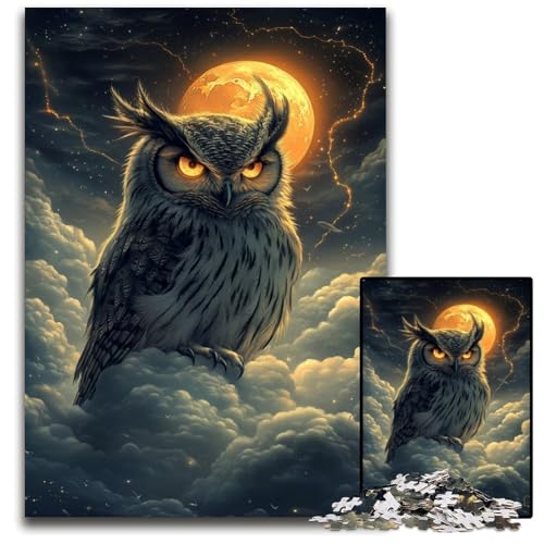 Puzzle für Erwachsene, 1000 Teile, Eulen-Holzpuzzle, schwierig und herausfordernd, tolle Geschenke und Spielzeuge für 14-Jährige, 50x75cm von JIANGENNF