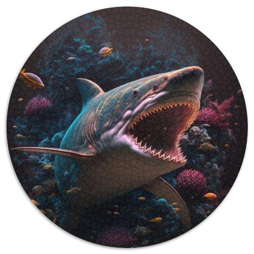 Puzzle für Erwachsene, 1000 Teile, Fantasie-Hai, 1000-teiliges rundes Puzzle für Erwachsene, pädagogisches Denkspiel, künstlerische Heim- und Bürodekoration, ab 14 Jahren (Größe 67,5 x 67,5 cm) von JIANGENNF