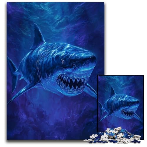 Puzzle für Erwachsene, 1000 Teile, Fantasie-Hai-Puzzle, Stressabbau, Zeitvertreib zu Hause, EIN Kunstwerk für Kinder ab 14 Jahren, 26x38cm von JIANGENNF