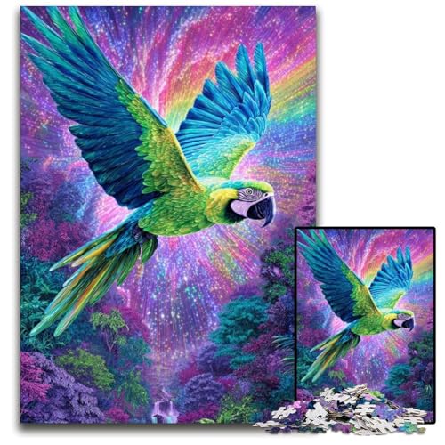 Puzzle für Erwachsene, 1000 Teile, Fantasie-Papagei, Kartonpuzzle, farbenfrohe Heimdekoration und interaktives Familienspiel, 26x38cm von JIANGENNF
