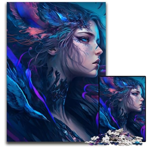 Puzzle für Erwachsene, 1000 Teile, Fantasie-Porträt-Engel, Papppuzzle, Spiel für Erwachsene, Geschenk, Familien-Interaktives Spiel, Gehirn-Herausforderung, Geschenk, 26x38cm/10,23x14,96 Zoll von JIANGENNF