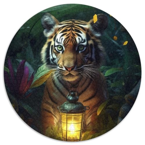 Puzzle für Erwachsene, 1000 Teile, Fantasielampe, Tigerjunges, Puzzle für Erwachsene, Lernspielzeug für Teenager, Heimbüro-Dekor (Größe 67,5 x 67,5 cm) von JIANGENNF