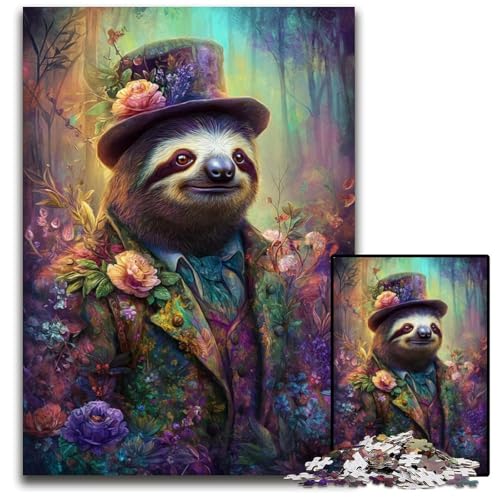 Puzzle für Erwachsene, 1000 Teile, Faultier-Puzzle, Spielzeug, Geschenk, pädagogisches intellektuelles Dekomprimierungsspaß, Familienspiel, 26x38cm von JIANGENNF