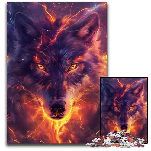 Puzzle für Erwachsene, 1000 Teile, Flammenwolf-Puzzle aus Pappe, Weihnachten, Halloween, Ostern, Neujahr, 26x38cm Puzzle für Erwachsene, 1000 Teile, Flammenwolf-Puzzle aus Pappe, Weihnachten, Halloween, Ostern, Neujahr, 26x38cm von JIANGENNF