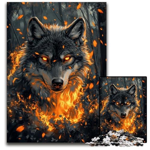 Puzzle für Erwachsene, 1000 Teile, Flammenwolf-Puzzle aus Pappe, Weihnachten, Halloween, Ostern, Neujahr, 26x38cm Puzzle für Erwachsene, 1000 Teile, Flammenwolf-Puzzle aus Pappe, Weihnachten, Halloween, Ostern, Neujahr, 26x38cm von JIANGENNF