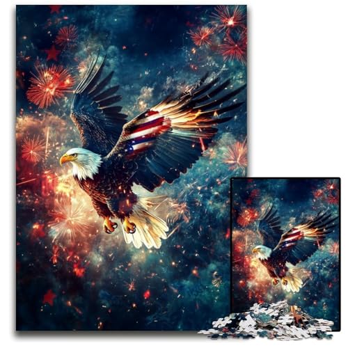 Puzzle für Erwachsene, 1000 Teile, Fliegender Adler, Kartonpuzzle, Entspannung und Herausforderung, farbenfrohe Heimdekoration, Freunde, 26x38cm von JIANGENNF