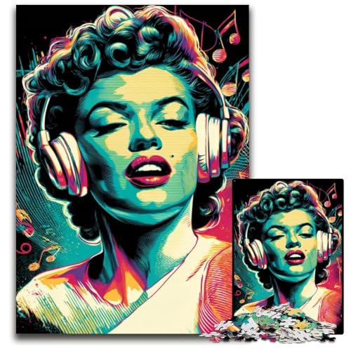 Puzzle für Erwachsene, 1000 Teile, Frau mit Kopfhörern, Holzpuzzle für Erwachsene, Lernspiel, Herausforderungsspielzeug für Erwachsene Teenager, 50x75cm Puzzle für Erwachsene, 1000 Teile, Frau mit Kopfhörern, Holzpuzzle für Erwachsene, Lernspiel, Herausforderungsspielzeug für Erwachsene Teenager, 50x75cm von JIANGENNF