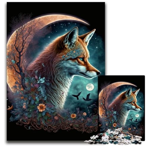 Puzzle für Erwachsene, 1000 Teile, Fuchs auf dem Mond, Denksportaufgabe, Spiel für Erwachsene, interaktive Aktivität für die ganze Familie, 26x38cm/10,23x14,96 Zoll von JIANGENNF