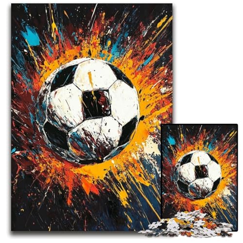 Puzzle für Erwachsene, 1000 Teile, Fußball, Karton-Puzzle, pädagogisches Denkspiel, künstlerische Heim- und Bürodekoration, ab 14 Jahren, 26x38cm von JIANGENNF