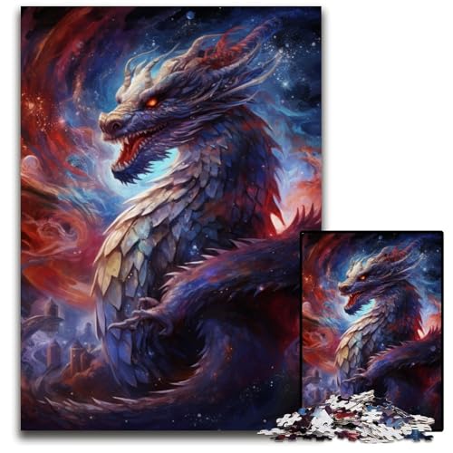Puzzle für Erwachsene, 1000 Teile, Galaxie-Drache, Papp-Puzzle, Denkspiel, interaktives Familienspiel, geeignet für Kinder ab 14 Jahren, 26x38cm/10,23x14,96 Zoll von JIANGENNF