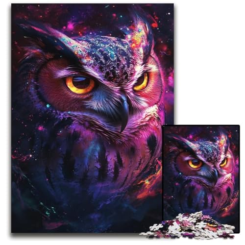 Puzzle für Erwachsene, 1000 Teile, Galaxie-Eule, Karton-Puzzle für Erwachsene, Denkspiel für Teenager und Familieninteraktion, 26x38cm/10,23x14,96 Zoll von JIANGENNF