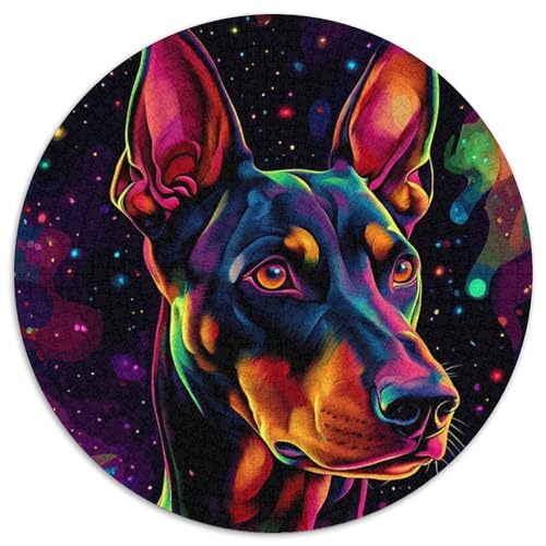Puzzle für Erwachsene, 1000 Teile, Galaxy Dobermann, 1000-teiliges rundes Puzzle für Erwachsene, pädagogisches Denkspiel, künstlerische Heim- und Bürodekoration, ab 14 Jahren (Größe 67,5 x 67,5 cm) von JIANGENNF