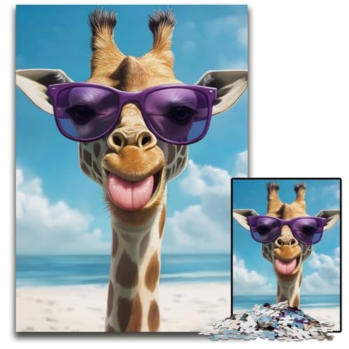 Puzzle für Erwachsene, 1000 Teile, Giraffe mit Sonnenbrille, Kartonpuzzle, Heimdekoration, Familien-Herausforderungsspielzeug für Männer, Frauen, Älteste, Senioren, 26x38cm Puzzle für Erwachsene, 1000 Teile, Giraffe mit Sonnenbrille, Kartonpuzzle, Heimdekoration, Familien-Herausforderungsspielzeug für Männer, Frauen, Älteste, Senioren, 26x38cm von JIANGENNF