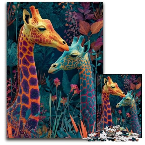 Puzzle für Erwachsene, 1000 Teile, Giraffenpaar, Karton-Puzzle, pädagogisches Denkspiel, künstlerische Heim- und Bürodekoration, ab 14 Jahren, 26x38cm von JIANGENNF