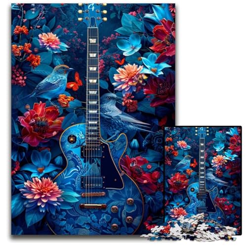 Puzzle für Erwachsene, 1000 Teile, Gitarre und Blumen, Puzzle für Erwachsene, anspruchsvolles Denkspiel, Familienaktivität, Heimdekoration, 50x75cm/19,68x29,52 Zoll Puzzle für Erwachsene, 1000 Teile, Gitarre und Blumen, Puzzle für Erwachsene, anspruchsvolles Denkspiel, Familienaktivität, Heimdekoration, 50x75cm/19,68x29,52 Zoll von JIANGENNF