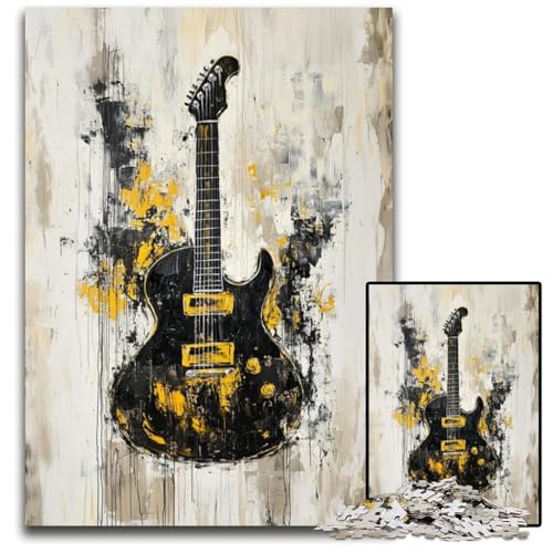 Puzzle für Erwachsene, 1000 Teile, Goldene Gitarre, Karton-Puzzle, Spaß am Familienspielabend, dekoratives Kunstwerk zum Selbermachen, 26x38cm von JIANGENNF