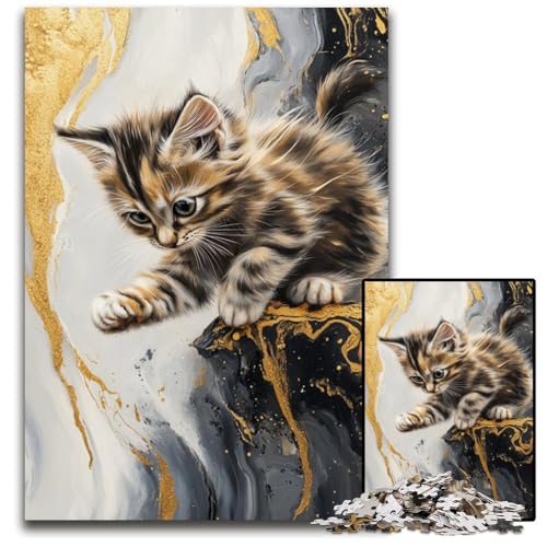 Puzzle für Erwachsene, 1000 Teile, Goldenes Kätzchen, Karton-Puzzle, Lernspielzeug für Teenager, Heim- und Bürodekoration, 26x38cm Puzzle für Erwachsene, 1000 Teile, Goldenes Kätzchen, Karton-Puzzle, Lernspielzeug für Teenager, Heim- und Bürodekoration, 26x38cm von JIANGENNF