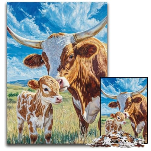 Puzzle für Erwachsene, 1000 Teile, Graslandrinder, Holzpuzzle, pädagogisches Denkspiel, künstlerische Heim- und Bürodekoration, ab 14 Jahren, 50x75cm Puzzle für Erwachsene, 1000 Teile, Graslandrinder, Holzpuzzle, pädagogisches Denkspiel, künstlerische Heim- und Bürodekoration, ab 14 Jahren, 50x75cm von JIANGENNF