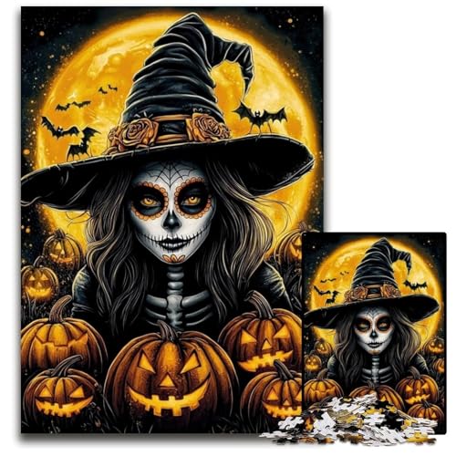 Puzzle für Erwachsene, 1000 Teile, Halloween-Hexe, Papppuzzles für Heimdekorationsgeschenke, anspruchsvolles Familienspielzeug, perfekt für Spieleabende, 26x38cm Puzzle für Erwachsene, 1000 Teile, Halloween-Hexe, Papppuzzles für Heimdekorationsgeschenke, anspruchsvolles Familienspielzeug, perfekt für Spieleabende, 26x38cm von JIANGENNF