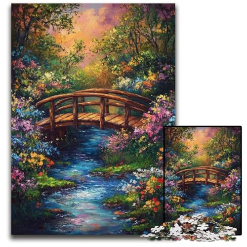 Puzzle für Erwachsene, 1000 Teile, Herbst-Holzbrücke, Holzpuzzle, pädagogisches Denkspiel, künstlerische Heim- und Bürodekoration, ab 14 Jahren, 50x75cm von JIANGENNF