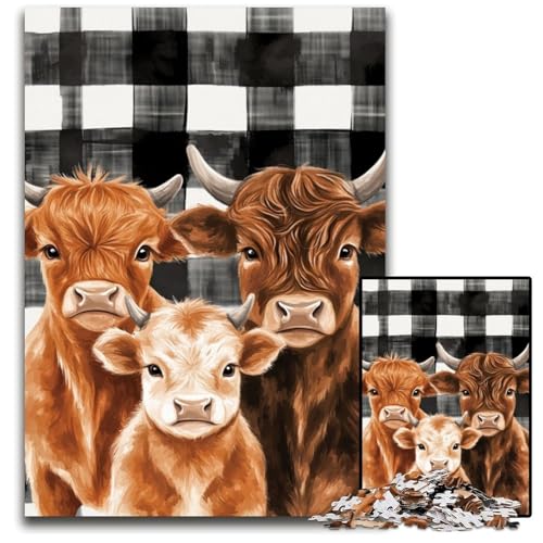 Puzzle für Erwachsene, 1000 Teile, Highland Cow, Holzpuzzle, Weihnachten, Halloween, Ostern, Neujahr, 50x75cm Puzzle für Erwachsene, 1000 Teile, Highland Cow, Holzpuzzle, Weihnachten, Halloween, Ostern, Neujahr, 50x75cm von JIANGENNF