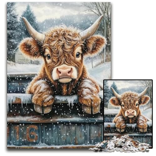 Puzzle für Erwachsene, 1000 Teile, Highland Cow-Puzzle aus Pappe, Weihnachten, Halloween, Ostern, Neujahr, 26x38cm Puzzle für Erwachsene, 1000 Teile, Highland Cow-Puzzle aus Pappe, Weihnachten, Halloween, Ostern, Neujahr, 26x38cm von JIANGENNF
