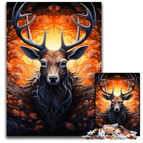 Puzzle für Erwachsene, 1000 Teile, Hirsch, psychedelische Kunst, Papp-Puzzle, Denksportaufgabe, interaktives Familienspiel, geeignet für Kinder ab 14 Jahren, 26x38cm/10,23x14,96 Zoll Puzzle für Erwachsene, 1000 Teile, Hirsch, psychedelische Kunst, Papp-Puzzle, Denksportaufgabe, interaktives Familienspiel, geeignet für Kinder ab 14 Jahren, 26x38cm/10,23x14,96 Zoll von JIANGENNF
