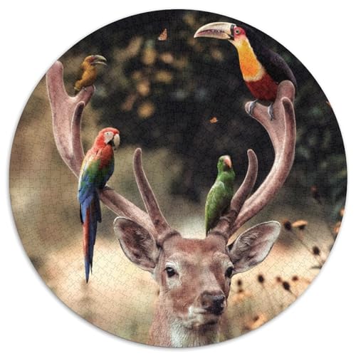 Puzzle für Erwachsene, 1000 Teile, Hirsche und Vögel, 1000 Teile, runde Puzzles für Erwachsene, anspruchsvolles Denkspiel für Teenager, Spaß für den Spieleabend mit der Familie (Größe 67,5 x 67,5 cm) Puzzle für Erwachsene, 1000 Teile, Hirsche und Vögel, 1000 Teile, runde Puzzles für Erwachsene, anspruchsvolles Denkspiel für Teenager, Spaß für den Spieleabend mit der Familie (Größe 67,5 x 67,5 cm) von JIANGENNF