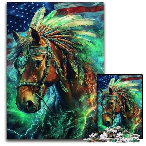 Puzzle für Erwachsene, 1000 Teile, Indianerpferd, Karton-Puzzle, Lernspiele, DIY-Spielzeug, Geburtstagsgeschenk, Geschenke für 14-Jährige, 26x38cm Puzzle für Erwachsene, 1000 Teile, Indianerpferd, Karton-Puzzle, Lernspiele, DIY-Spielzeug, Geburtstagsgeschenk, Geschenke für 14-Jährige, 26x38cm von JIANGENNF