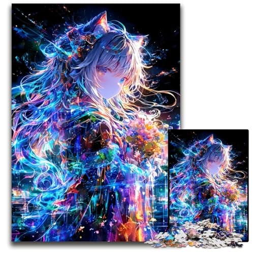 Puzzle für Erwachsene, 1000 Teile, Japanisches Anime-Mädchen, Holzpuzzle, Weihnachten, Halloween, Ostern, Neujahr, 50x75cm von JIANGENNF