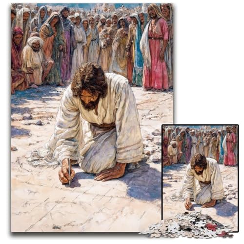Puzzle für Erwachsene, 1000 Teile, Jesus-Puzzle aus Pappe, pädagogisches Denkspiel, künstlerische Heim- und Bürodekoration, ab 14 Jahren, 26x38cm von JIANGENNF