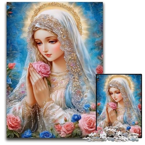 Puzzle für Erwachsene, 1000 Teile, Jungfrau Maria, Holzpuzzle, pädagogisches Denkspiel, künstlerische Heim- und Bürodekoration, ab 14 Jahren, 50x75cm von JIANGENNF