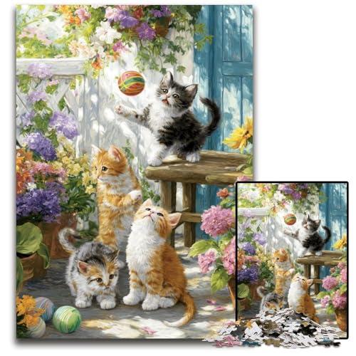 Puzzle für Erwachsene, 1000 Teile, Kätzchen im Garten, Holzpuzzle, Lernspielzeug, ganze Familie, ab 14 Jahren, 50x75cm Puzzle für Erwachsene, 1000 Teile, Kätzchen im Garten, Holzpuzzle, Lernspielzeug, ganze Familie, ab 14 Jahren, 50x75cm von JIANGENNF