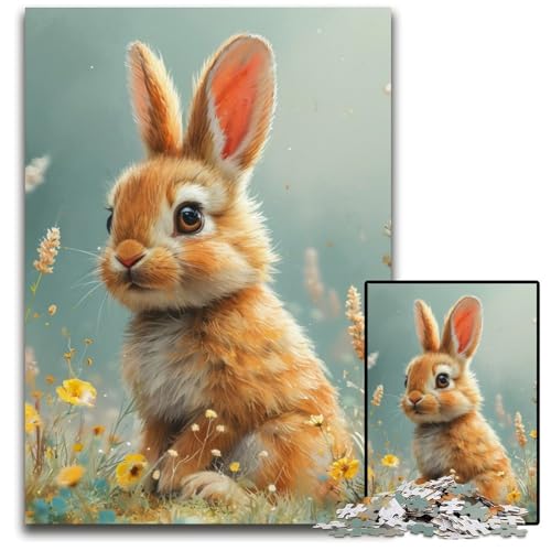 Puzzle für Erwachsene, 1000 Teile, Kaninchen-Holzpuzzle, schwierig und herausfordernd, tolle Geschenke und Spielzeuge für 14-Jährige, 50x75cm von JIANGENNF