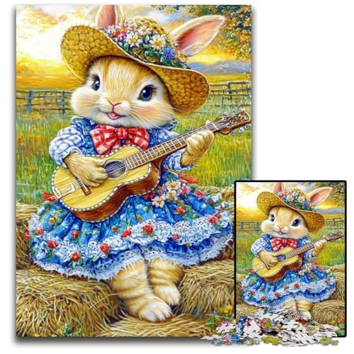 Puzzle für Erwachsene, 1000 Teile, Kaninchen spielt Gitarre, Holzpuzzle, pädagogisches Denkspiel, künstlerische Heim- und Bürodekoration, ab 14 Jahren, 50x75cm Puzzle für Erwachsene, 1000 Teile, Kaninchen spielt Gitarre, Holzpuzzle, pädagogisches Denkspiel, künstlerische Heim- und Bürodekoration, ab 14 Jahren, 50x75cm von JIANGENNF