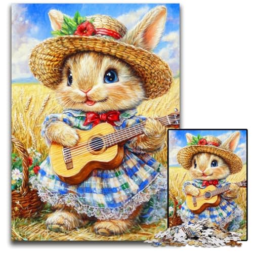 Puzzle für Erwachsene, 1000 Teile, Kaninchen spielt Gitarre, Puzzlespiele, Spielzeug, Geschenk, einzigartige Geburtstags- und Geschenkideen für Kinder ab 14 Jahren, 50x75cm Puzzle für Erwachsene, 1000 Teile, Kaninchen spielt Gitarre, Puzzlespiele, Spielzeug, Geschenk, einzigartige Geburtstags- und Geschenkideen für Kinder ab 14 Jahren, 50x75cm von JIANGENNF