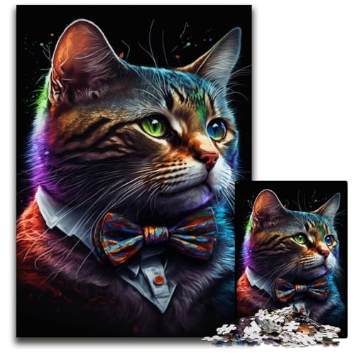 Puzzle für Erwachsene, 1000 Teile, Katze mit Schleife, Denksportaufgabe, Spiel für Erwachsene, interaktive Familienaktivität, 50x75cm/19,68x29,52 Zoll Puzzle für Erwachsene, 1000 Teile, Katze mit Schleife, Denksportaufgabe, Spiel für Erwachsene, interaktive Familienaktivität, 50x75cm/19,68x29,52 Zoll von JIANGENNF