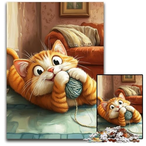 Puzzle für Erwachsene, 1000 Teile, Katze spielt mit einem Wollknäuel, Papppuzzle, Weihnachten, Halloween, Ostern, Neujahr, 26x38cm Puzzle für Erwachsene, 1000 Teile, Katze spielt mit einem Wollknäuel, Papppuzzle, Weihnachten, Halloween, Ostern, Neujahr, 26x38cm von JIANGENNF