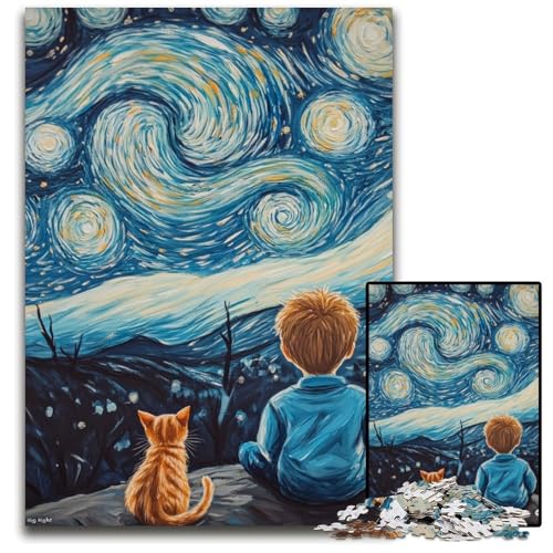 Puzzle für Erwachsene, 1000 Teile, Katze und Kleiner Junge, Holzpuzzle, DIY-Dekoration, Gehirn-Herausforderung, für Erwachsene, Familie, 50x75cm Puzzle für Erwachsene, 1000 Teile, Katze und Kleiner Junge, Holzpuzzle, DIY-Dekoration, Gehirn-Herausforderung, für Erwachsene, Familie, 50x75cm von JIANGENNF
