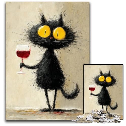 Puzzle für Erwachsene, 1000 Teile, Katzen-Holzpuzzle, schwierig und herausfordernd, tolle Geschenke und Spielzeuge für 14-Jährige, 50x75cm von JIANGENNF