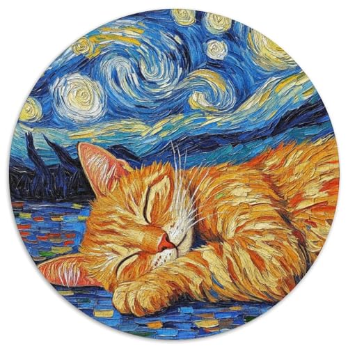 Puzzle für Erwachsene, 1000 Teile, Katzen-Nachthimmel, Puzzle für Erwachsene, Lernspielzeug für Teenager, Heimbüro-Dekor (Größe 67,5 x 67,5 cm) von JIANGENNF