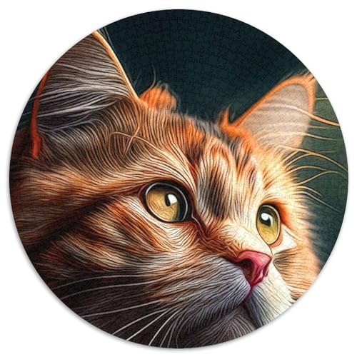 Puzzle für Erwachsene, 1000 Teile, Katzen-Puzzle, rund, 1000 Teile, für Feiertage, Geburtstage und Spieleabende mit der Familie (Größe 67,5 x 67,5 cm) von JIANGENNF