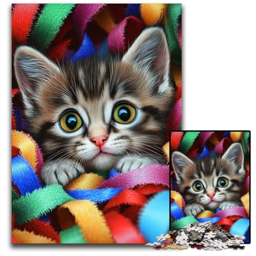 Puzzle für Erwachsene, 1000 Teile, Katzenbaby, Kartonpuzzle, schwierig und herausfordernd, tolle Geschenke und Spielzeuge für 14-Jährige, 26x38cm von JIANGENNF