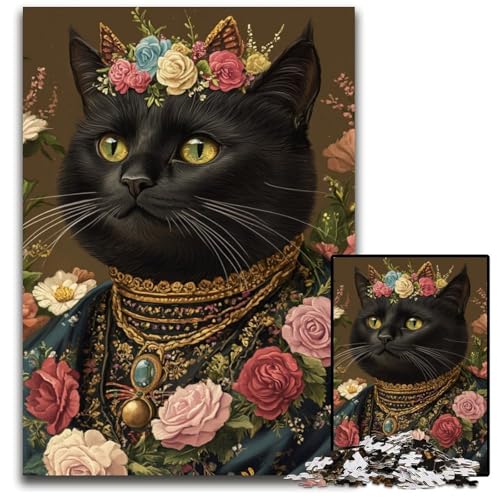 Puzzle für Erwachsene, 1000 Teile, Katzenblumen, Puzzle, Spielzeug, Geschenk, pädagogisches intellektuelles Dekomprimierungsspaß, Familienspiel, 50x75cm von JIANGENNF