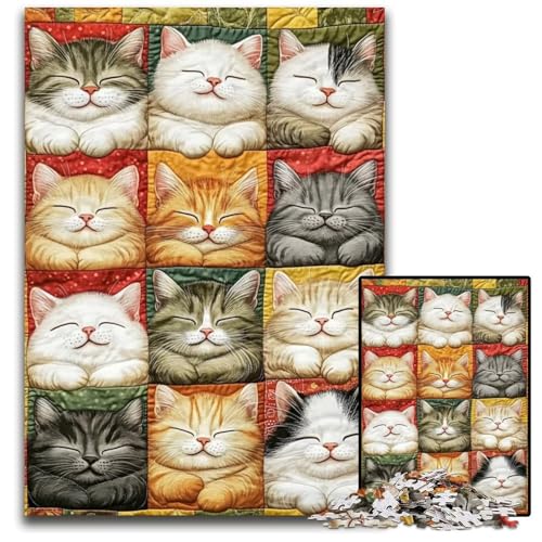 Puzzle für Erwachsene, 1000 Teile, Katzencollage, Holzpuzzle, Spiel für Erwachsene, Geschenk, interaktives Familienspiel, Gehirn-Herausforderung, Geschenk, 50x75cm von JIANGENNF